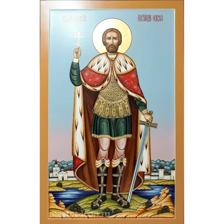 Рукописная икона Александра Невского